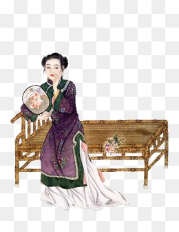 手拿扇子的古典美女