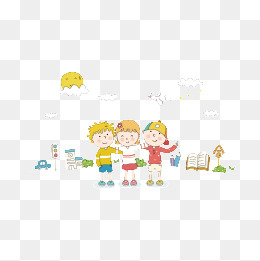 卡通画3个小孩