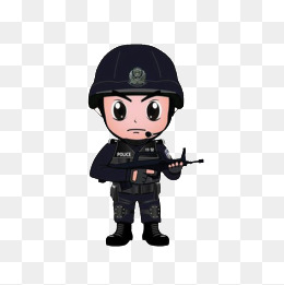 卡通警察武警人物
