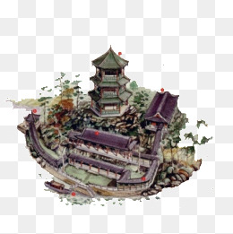 手绘3d立体建筑房屋