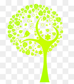 明亮绿色装饰艺术树形图案