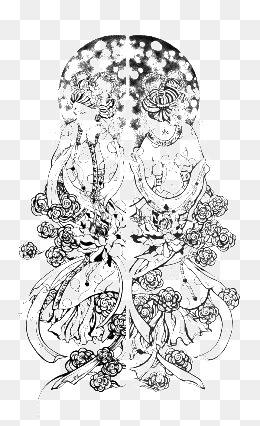 黑白手绘西餐厅装饰画