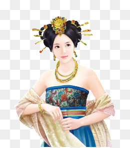 手绘中国风古代姑娘