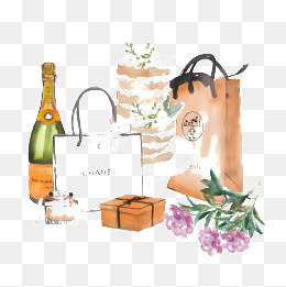 水彩手绘礼物盒素材图片免费下载_高清psd_千库网