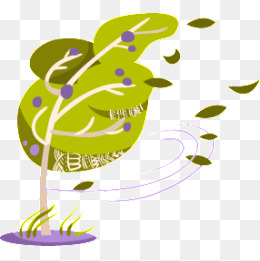 卡通风吹树叶