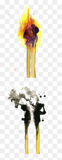手绘燃烧的火柴