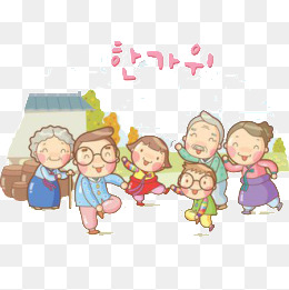 红色卡通家庭和睦装饰图案