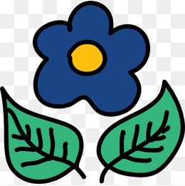 蓝色花朵绿色树叶