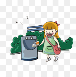 小女孩扔垃圾