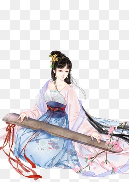 抚琴少女