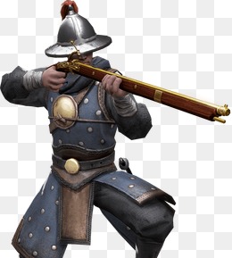 黑色持枪官兵古风手绘