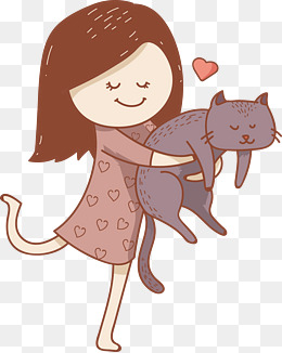 抱着猫咪的女孩