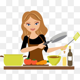 卡通美女做饭厨房