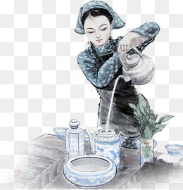 古典倒茶美女