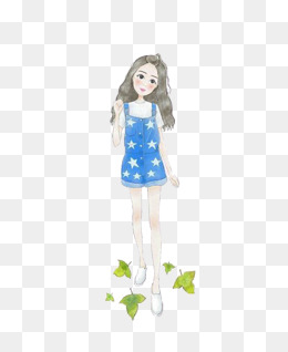 卡通手绘秋冬季节小女孩