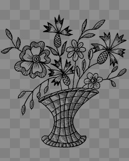 素描插花