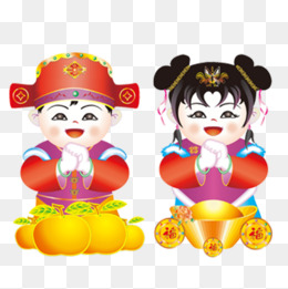 卡通恭喜发财男女人物