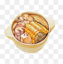 玉米香菇排骨汤手绘画