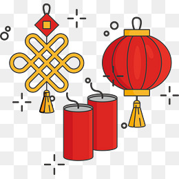 灯笼鞭炮大年初一素材
