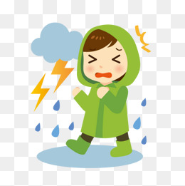 卡通雷雨天气