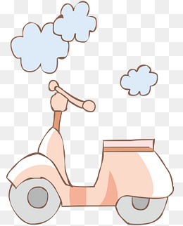 浅色卡通电瓶车云朵装饰图案图片背景素材免费