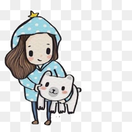 抱小狗的小女孩