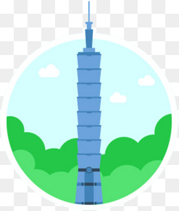 矢量扁平台北101大厦台北手绘