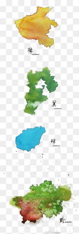 水彩中国地图
