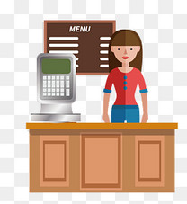 矢量卡通手绘职业女性收银员