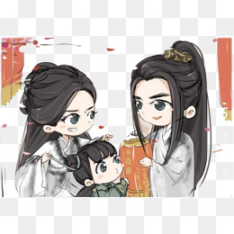 白浅一家Q版手绘素材图片免费下载_高清png