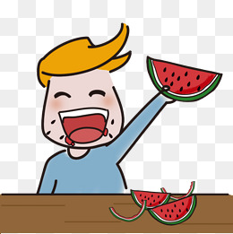 吃西瓜的男孩