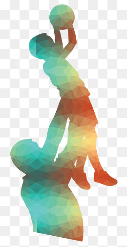 几何渐变打篮球的父子剪影psd
