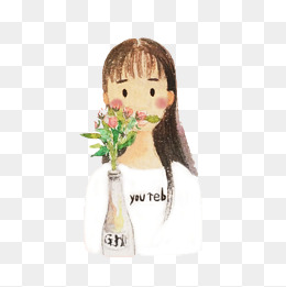 双十一卡通手绘q版举牌小女孩
