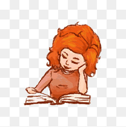 卡通看书阅读的女孩