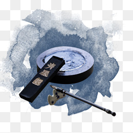 古代砚台毛笔插画