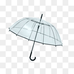 浅蓝色透明长柄雨伞png