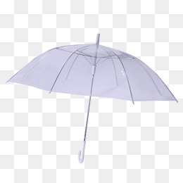 嫩紫色长柄透明雨伞png素材
