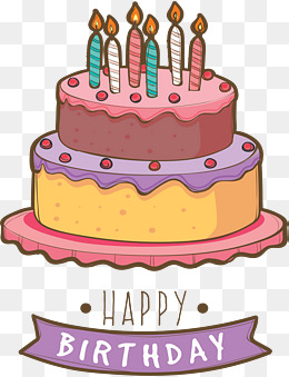 手绘粉色可爱生日蛋糕