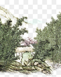水墨竹林手绘