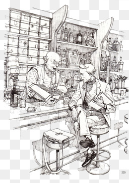 手绘线稿商店货架