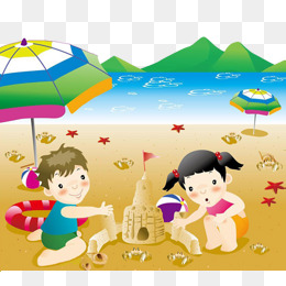 到海边沙滩玩耍