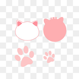 粉色卡通猫掌和猫头