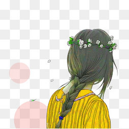 【卡通长发美女背影素材】免费下载_卡通长发