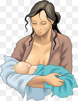 卡通插图妈妈哺乳