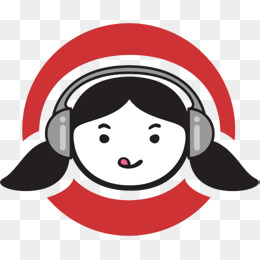 戴耳机的卡通小女孩头像图标