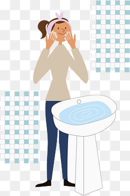 卡通洗脸女孩