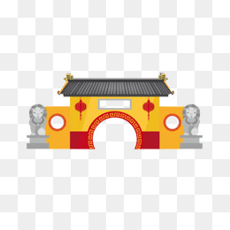 卡通手绘寺庙