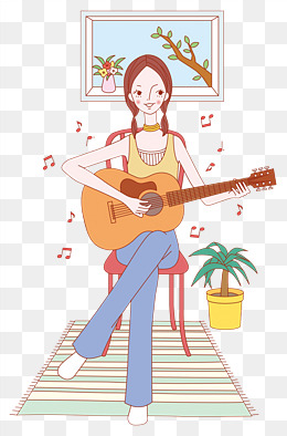 卡通手绘开心的女孩