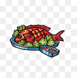【盘子里的鱼卡通素材】免费下载_盘子里的鱼