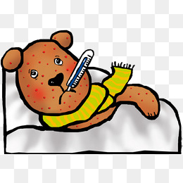 卡通小熊生病难受